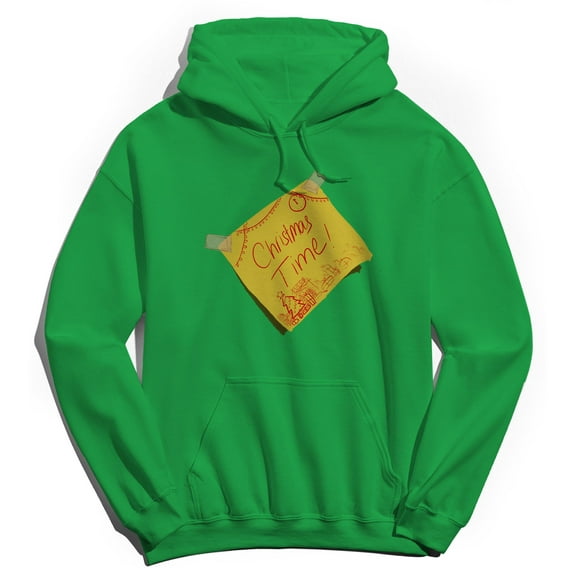 Haywood & Main Christmas Time Yellow Note Graphic Irish Green Men's Cotton Pullover Hoodie