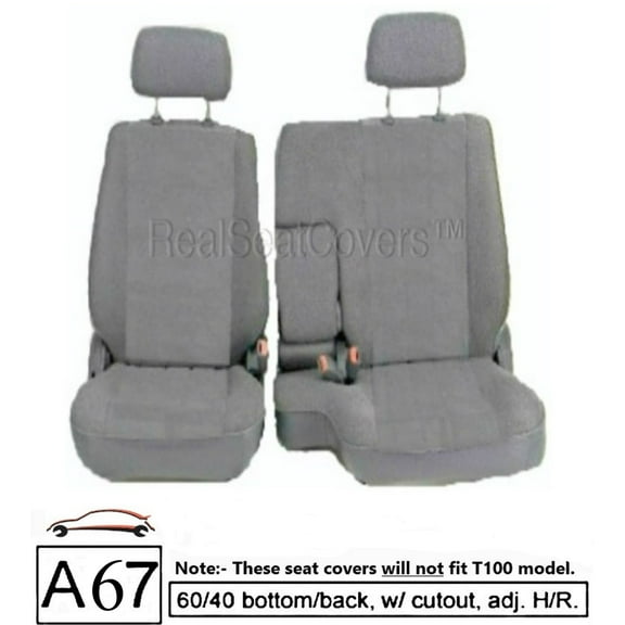 Seat Cover for Toyota Tacoma RCab XCab 60 40 Split Bench Thick Triple Stitched Exact Fit A67 (Gray)