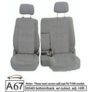 A67 Seat Covers for Toyota Tacoma 1995 - 2000 Front 60/40 Split Bench Adjustable Headrest Armrest Access Gray Grey