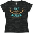thumbnail image 3 of Inktastic Life Is Better At The Cabin, Deer Antlers, Camping Women's T-Shirt, 3 of 5