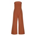 thumbnail image 4 of Lenpel Women's Strapless Jumpsuits off Shoulder Sleeveless Tube Top Pleated Wide Leg Rompers Casual Summer Outfits, 4 of 7