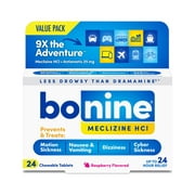 Bonine Motion Sickness Relief Chewable Tablets, Raspberry, 24 Ct
