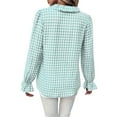 thumbnail image 5 of Kilaqueen Shirts for Women Long Sleeve Plaid Ruffled V Neck Button Down Shirts Casual Trendy Business Work Fall Tops, 5 of 9