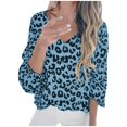 thumbnail image 1 of Birdeem T-Shirt à Manches Longues Lanterne à Imprimé Léopard à Col en V pour Femmes, Blouse Décontractée Populaire, 1 of 4