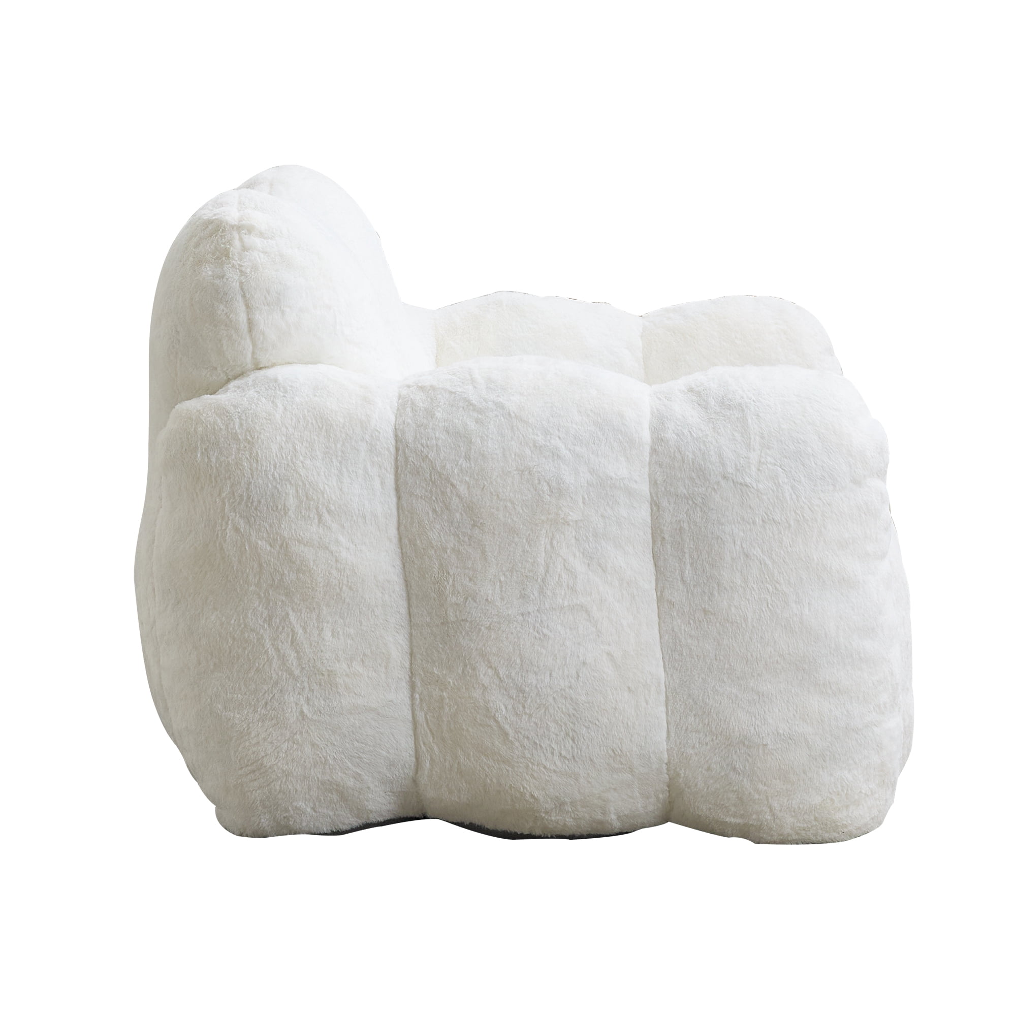 Peispie Giant Fluffy Bean Bag Chair for Adults, Oversized Memory Foam Floor Sofa Lounge Chair with Armrests, Comfy Stuffed Accent Reading Chair for Bedroom & Living Room, No Assembly, White