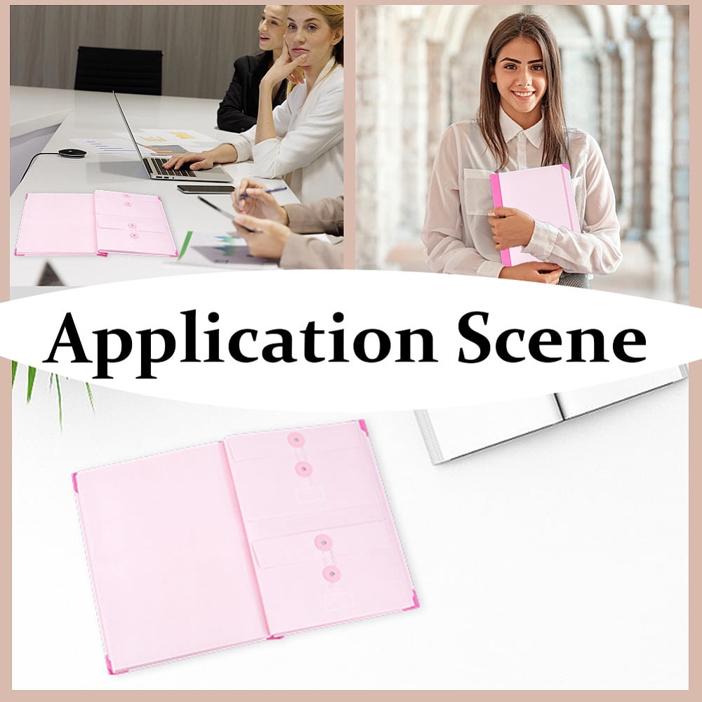 Folio Document Holder Accordion File Folder in Case I Go Missing Binder Pink Expandable Paper File Pockets Bags with Stickers DIY