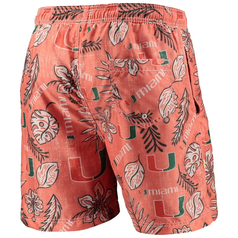 Men s Wes Willy Orange Miami Hurricanes Vintage Floral Swim