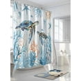 thumbnail image 3 of Shower Curtain Ocean Turtle Shower Curtains for Bathroom, Waterproof Polyester Shower Curtain Set with Hooks, Stall Long Size 54"x78" Starfish Coral Blue, 3 of 6