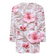 thumbnail image 4 of CYMMPU Floral Pattern 3/4 Sleeve Crew Neck Fall Trendy Shirts Loose Fit Blouses for Women Dressy Casual Tunic Tops Spring Tops Lightweight Basic Tees Pink M, 4 of 5