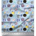 thumbnail image 1 of Soimoi Blue Poly Georgette Fabric Diagonal Stripe & Cookies Food Print Fabric by the Yard 52 Inch Wide, 1 of 1