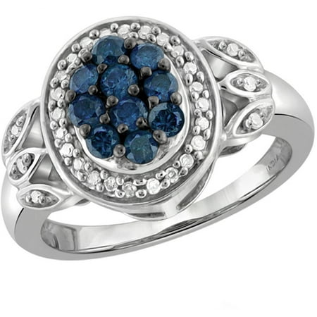 JewelersClub 1/2 Carat T.W. Blue and White Diamond Sterling Silver Ring