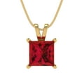 thumbnail image 2 of 2.5 ct Brilliant Princess Cut Solitaire Ruby 14k Yellow Solid Gold Everyday Affordable Designer Necklace Pendant with 16" Chain, 2 of 7