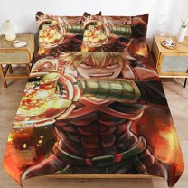 My Hero Academia Katsuki Bakugo Bed Duvet Cover Microfiber Bedding Sets 3D Printed Lightweight 3 Piece Comforter Sets, 1 Duvet Cover And 2 Pillow Shams for Kids Boys Girls 86"x70"