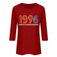 thumbnail image 4 of HOMBOM Summer Tops for Women Graphic 3/4 Sleeve T-Shirts Retro 1996 Print Red Crew Neck Basic Ladies Graphic Tees, 4 of 4
