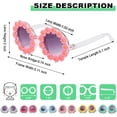 thumbnail image 2 of Lunettes de Soleil à Fleur Ronde pour Filles, Lunettes Mignonnes en Forme de Fleur Rétro Marguerite pour Enfants Protection UV 400, Rose, 2 of 7