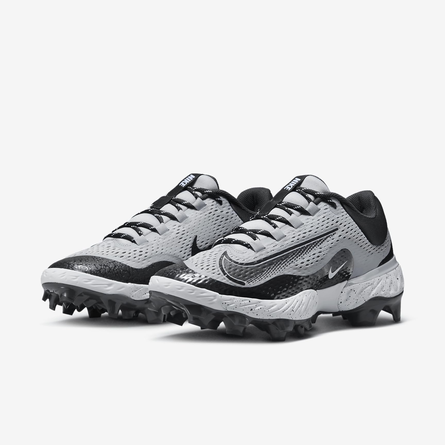 Nike Huarache Gray White 2K Filth High Top Baseball Cleats Mens 16 Metal Spikes Nike Air Huarache 2KFilth Elite Low White Baseball Cleats  main image 3