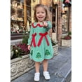 thumbnail image 5 of RUINIXCW Toddler Baby Girl Christmas Dress Smocked Doll Collar Long Sleeve Dress, 5 of 9