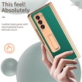 thumbnail image 6 of SaniMore Case for Samusng Galaxy Z Fold 5 6.7" 2023, Leather Skin Platng Frame Hinge Protection Screen Ptotector Hidden Kickstand Pen Slot All-inclusive Heavy Duty Protective Case for Z Fold 5, Green, 6 of 8