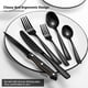 thumbnail image 5 of Juego de cubiertos negros de 24 piezas, juego de cubiertos negros, juego de cubiertos de acero inoxidable de grado alimenticio para 4, utensilios para comer, acabado espejo, apto para lavavajillas, 5 of 7