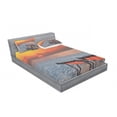 thumbnail image 3 of Ambesonne Nature Fitted Sheet & Pillow Sham Set, Beach with Colorful Sky, Twin, Orange Red Grey, 3 of 3