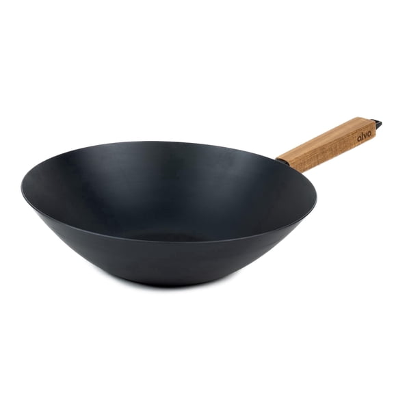 Alva 12-Inch Carbon Steel Wok, Pre-Seasoned, Non Toxic