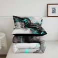 thumbnail image 5 of Erosebridal Black and Grey Teal Queen Comforter Set Marble Aesthetic Bedding Set Queen, Modern Marbling Bedding Comforter Sets Watercolor Foil Print Duvet Set, Stone Pattern Quilted Comforter, 5 of 6