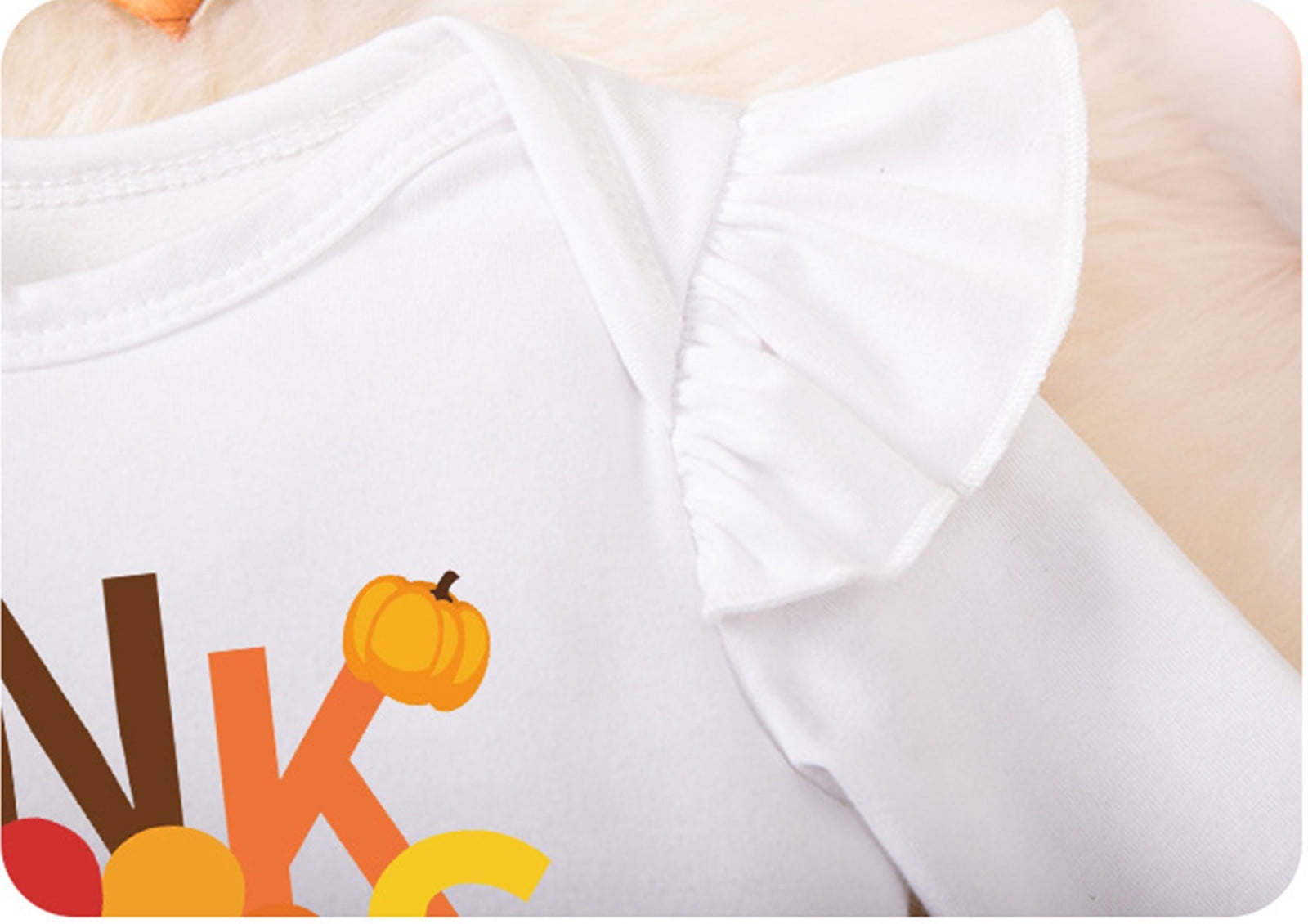 Weebloom Thanksgiving Baby Girl Outfit Bodysuit+Tutu Skirt+Headband Set Clothes Sets Outfits White 0-3 Months