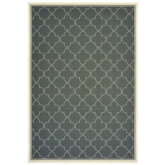 Oriental Weavers Marina Area Rug 6025L Outdoor Grey Lines Ogee