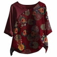 thumbnail image 1 of CHOK Womens Clearance Tops Casual Button Floral Print Short Sleeve T-Short Blouse, 1 of 5