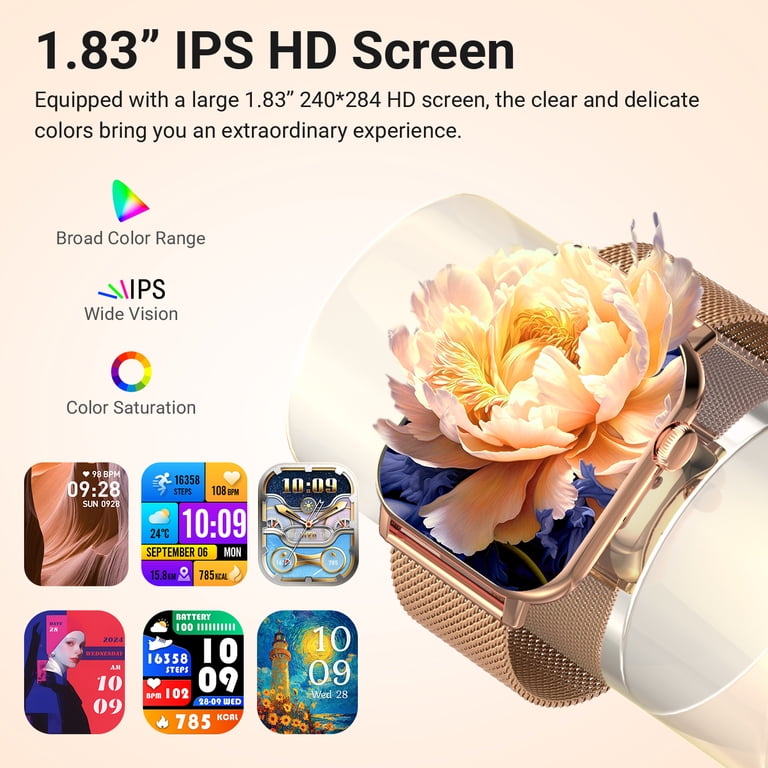 FPZMIU 1.83'' HD Fitness Smart Watch Gold photo 6