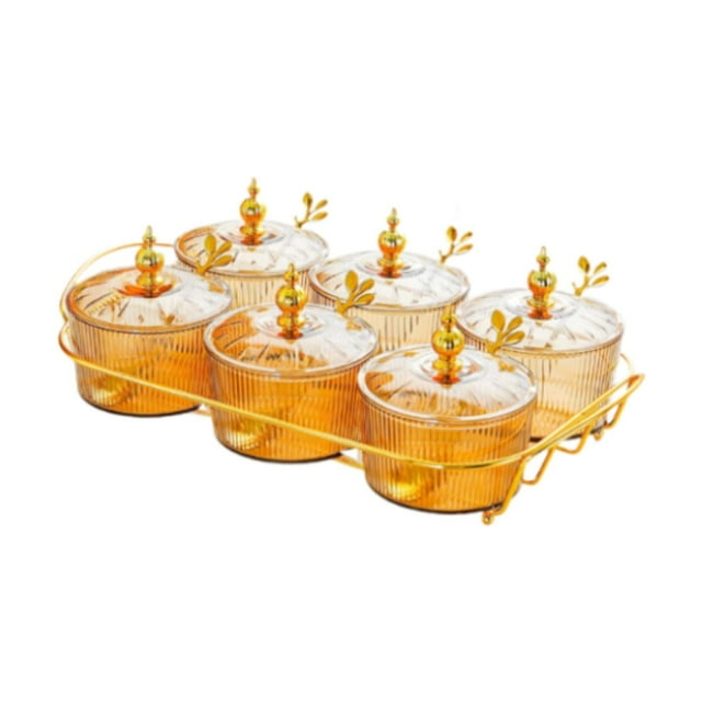 Bandeja para servir aperitivos con frutos secos Bandeja para servir aperitivos Bandeja para servir condimentos multiusos para bodas Hogar Vacaciones ámbar y 6 rejillas