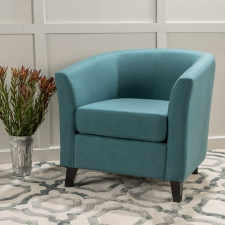 - Noble House Florette Tub Design Fabric Club Chair, Dark Teal