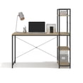 thumbnail image 3 of Ames 47" Reversible Gaming Computer Desk with Adjustable Shelves, Home Office Desk, Grommet Cable-Management, Leveler Feet, Easy Assembly, Black/Yellow Oak, 3 of 10