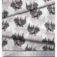 thumbnail image 2 of Soimoi White Poly Georgette Fabric Wolf & Landscape Nature Fabric Prints By Yard 42 Inch Wide, 2 of 5