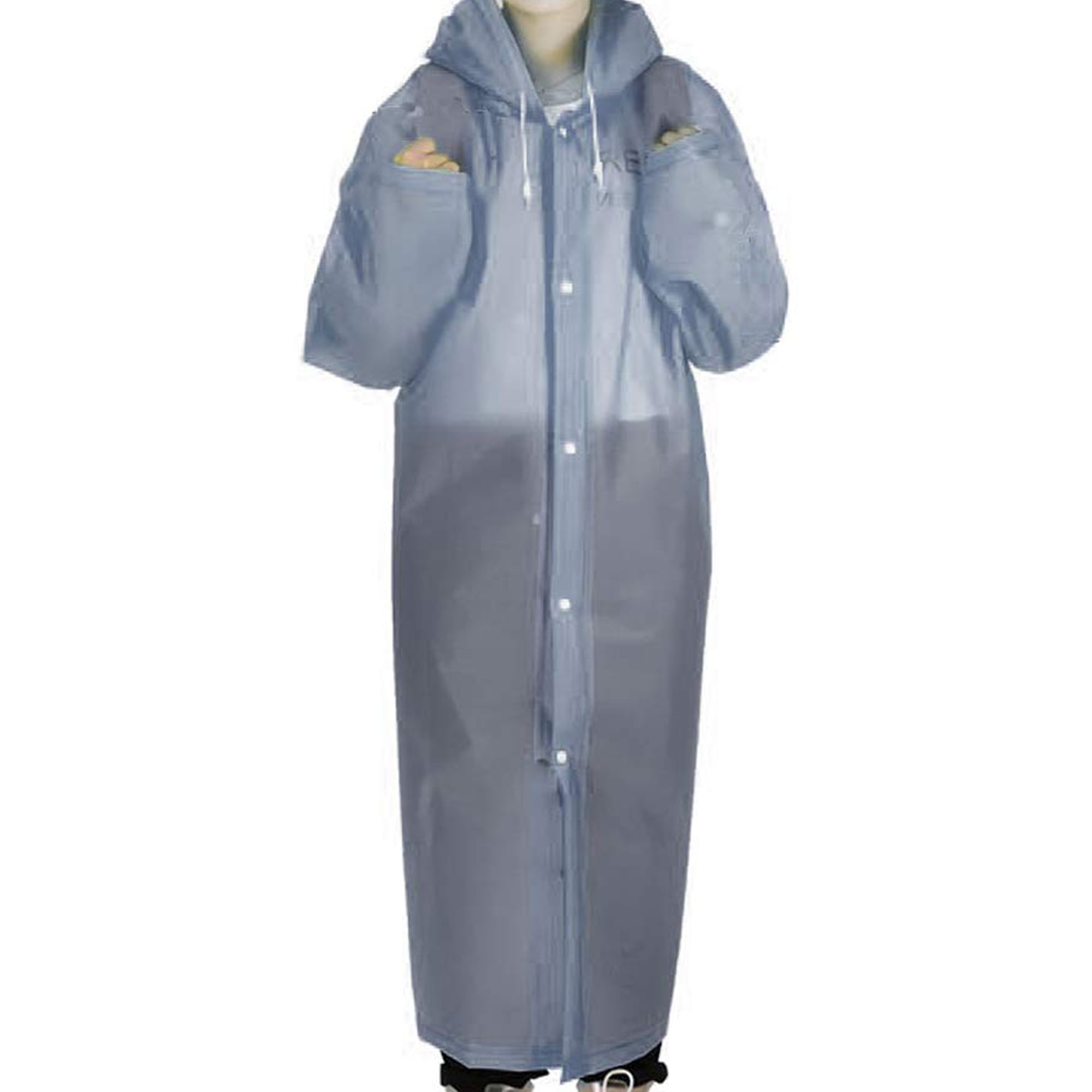 XXX-Large, Navy Rain Coat for Women Men Waterproof Jacket with Pants 2Pcs Ultra-Lite Suits EVA Reusable Portable Packable