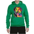 thumbnail image 3 of Smiling Dog | Colorful Neon Golden Retreiver | Dean Russo Art Animal Lover Unisex Hoodie Sweatshirt, Kelly, XX-Large, 3 of 6