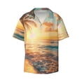 thumbnail image 2 of Lsque Tropical Sunset Beach Scene print Men's Cuban Collar Short Sleeve Shirt Summer Beachwear Casual Button Down Fashionable Vacation Leisure Shirt-Large, 2 of 7