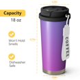 thumbnail image 4 of 18oz Travel Coffee Mug, 316 Stainless Steel Vacuum Insulated Tumbler with 2-in-1 Straw Lid & Strap, Color Gradient Print, 4 of 6