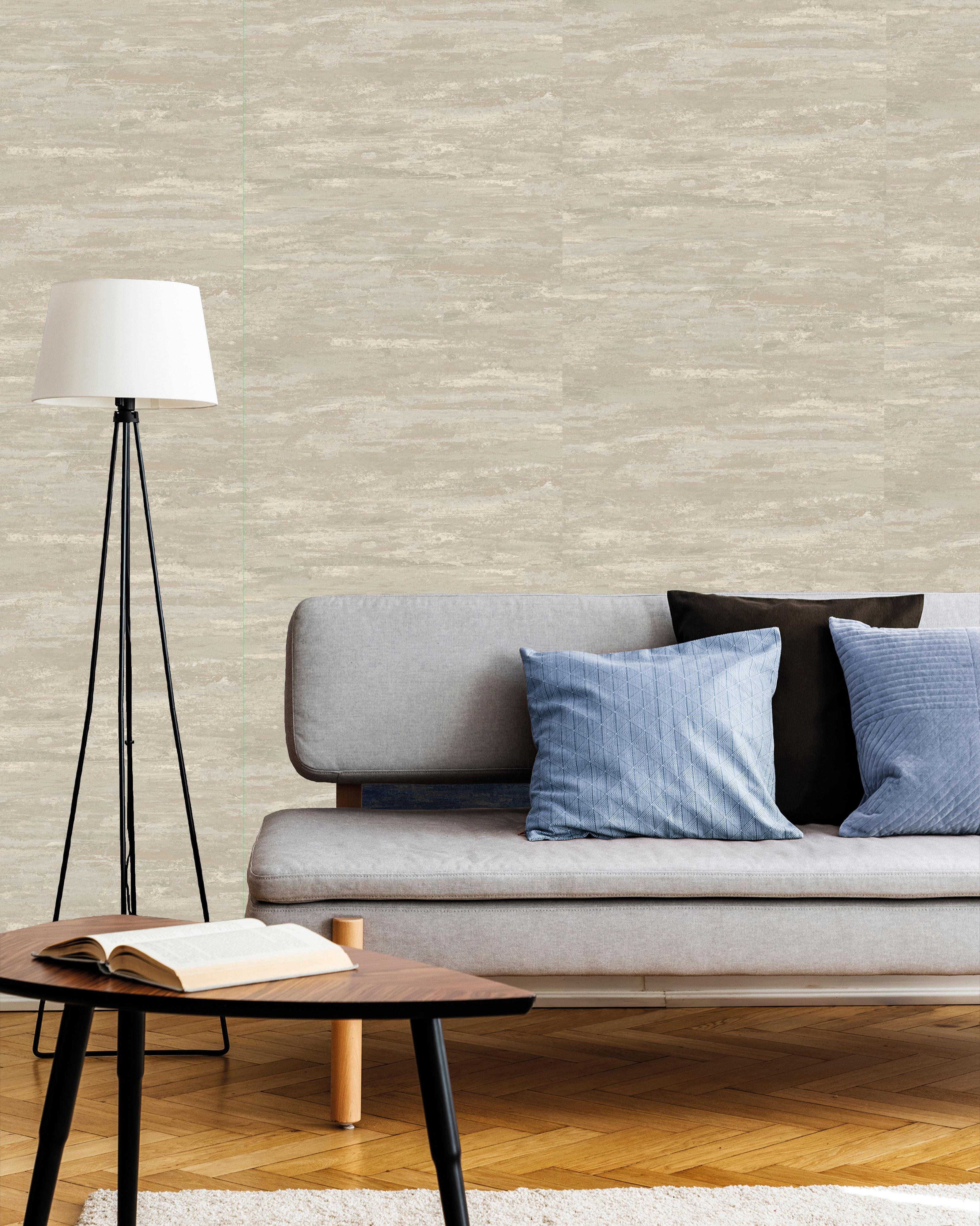 Beige Brushstroke Abstract Metallic Printed Non-Woven Non-Pasted Textured Wallpaper 57 Sq. Ft.