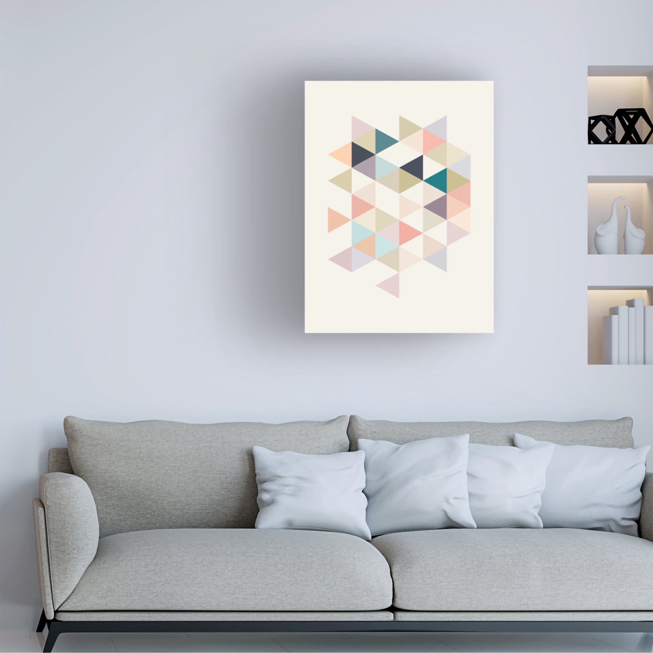Canvas Wall Art - Tom Quartermaine 'Pastel Neutral Scandinavian Triangles' Wall Art for Living Room, Bedroom, or Office Décor by Trademark Fine Art - 18 x 24 Inches