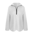 thumbnail image 5 of Tiqkatyck Quarter Zip Pullover Women, Womens Tops Dressy Casual 3/4 Length Sleeve V Neck Shirts and Blouses Zipper Collar Women Shirts Womens Tops White, 5 of 5