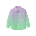 thumbnail image 7 of fatyb Toddler Boys Girls Button down Shirts Gradient Color Collar Shirts Kids Long Sleeve Uniform Shirts, 7 of 7