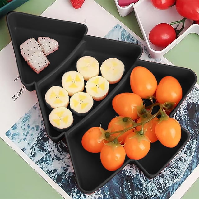 Hbdhejl Premium Christmas Tree Nut Tray Snack Assortment Assorted And Convenient Plastic Sectional Serving Platter For Lazy Snacks