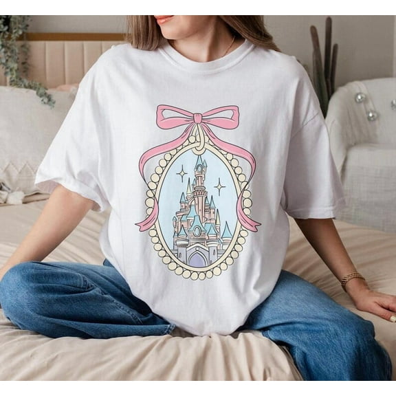 Disney Magical Castle With Pink Coquette Shirt, Disney Girl Trip, Disney Family Vacation, Princess Castle Sketch Shirt Magic Kingdom Shirt