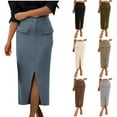 thumbnail image 2 of Tumotour Summer Skirt For Women High Waisted Cargo Midi Skirt Trendy Spring Summer Pencil Slit Skirty Casual Business Work Long Skirts, 2 of 9