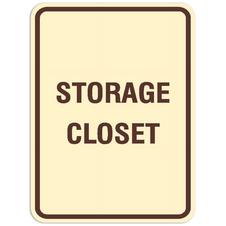 Signs ByLITA Portrait Round Storage Closet Sign - Laser-Engraved Lettering | Durable ABS Plastic | Vibrant Colors | Powerful Foam Tape (Ivory/Dark Brown) - Medium