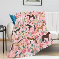 Horse Blanket Gift for Girls Women Western Horse Flower Animal Fleece Flannel Throw Blanket Soft and Lightweight Horse Plush Blanket for Adults Bed Sofa Decoration 60"x50"