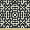thumbnail image 1 of Abstract Sofa Upholstery Fabric by the Yard, Bicolored Layout Wavy Lines Ikat Style Inspired Floral Pattern, Decorative Fabric for DIY and Home Accents, Grey Yellow and Night Blue by Ambesonne, 1 of 5