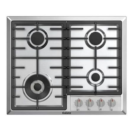 Galanz 24 in. Gas Cooktop with 4 Burners Including Triple Ring Power Burner & Simmer Burner  Stainless Steel