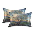 thumbnail image 2 of Dailycode Satin Pillow Case Standard Silk Pillow Cover for Hair and Skin Envelope Closure Whimsical Tree with Flowers and Birds 20"x26", 2 of 9